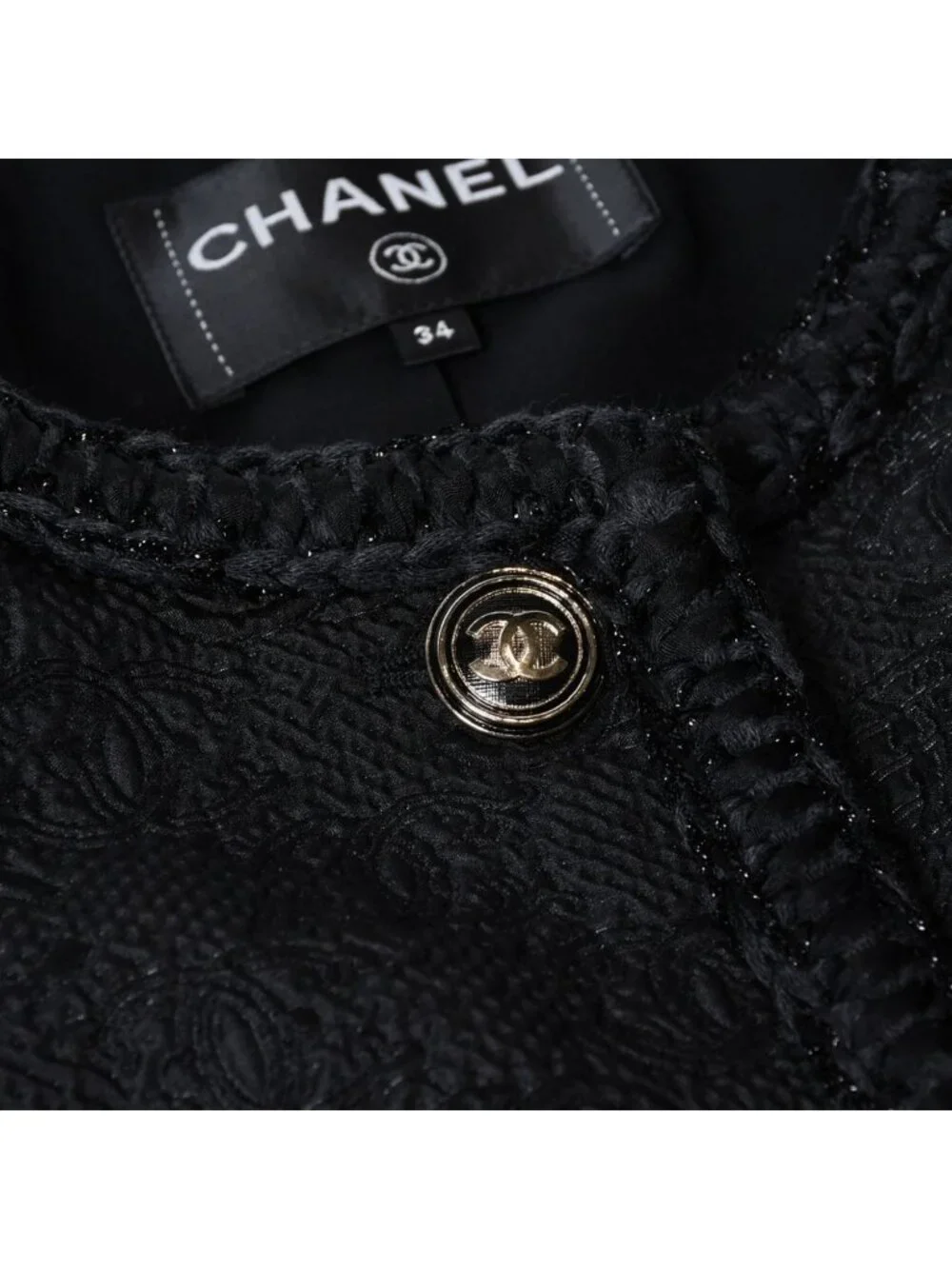 Chanel Tweed Jacket CC Logo Black
